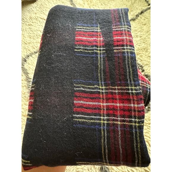 ALLSAINTS wool scarf shawl red black checkered Plaid Wool Blend logo 26x78” - Picture 13 of 13